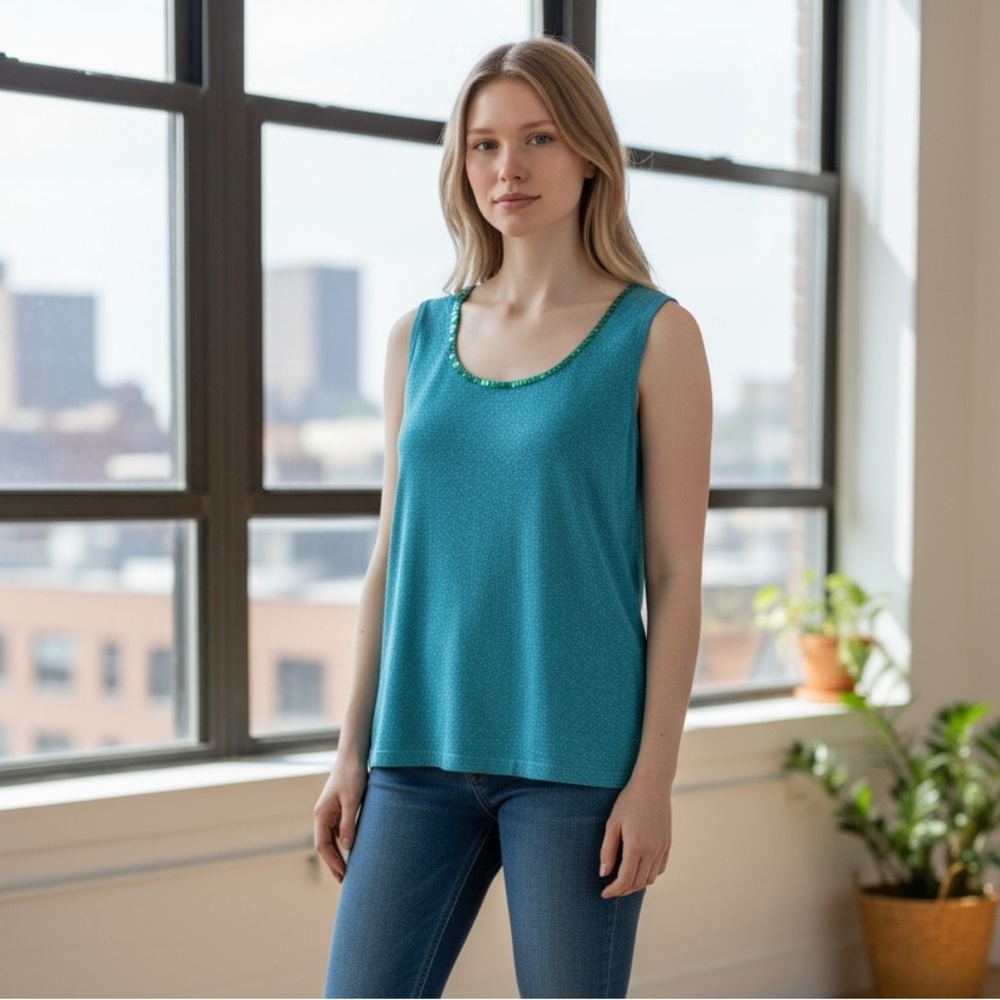 dressbarn Teal Sleeveless Top
